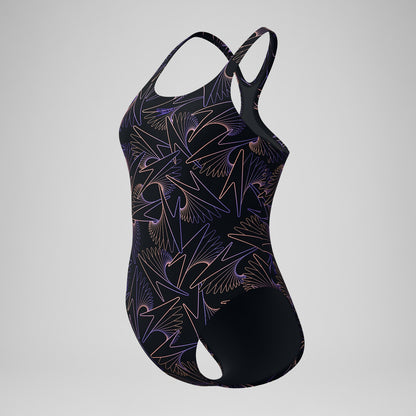 Hyperboom Medalist Allover Print Swimsuit Black/Peach - Speedo
