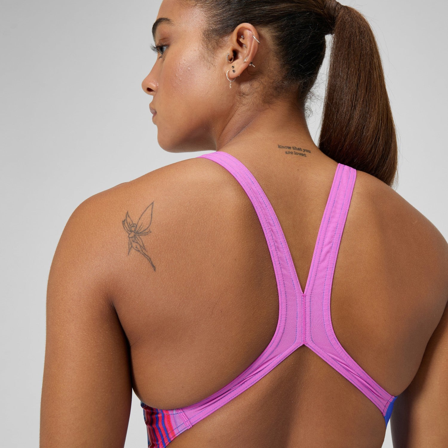 Club Training Placement Powerback Swimsuit Blue/Pink - Speedo