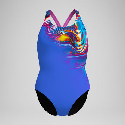 Club Training Placement Powerback Swimsuit Blue/Pink - Speedo