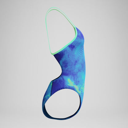 Club Training Printed Turnback Swimsuit Blue - Speedo