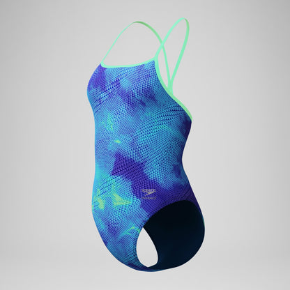 Club Training Printed Turnback Swimsuit Blue - Speedo