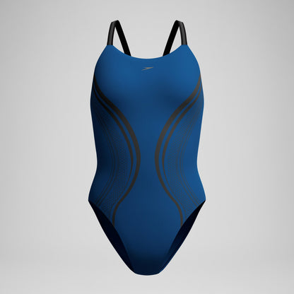 V Class Printed Active Back Swimsuit Blue - Speedo