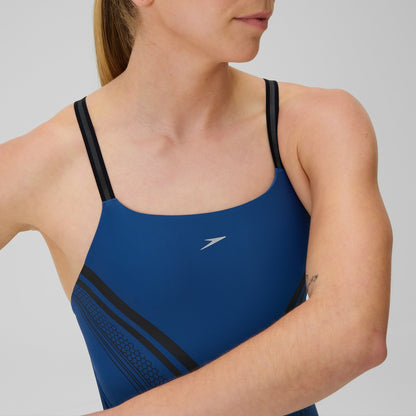 V Class Printed Active Back Swimsuit Blue - Speedo
