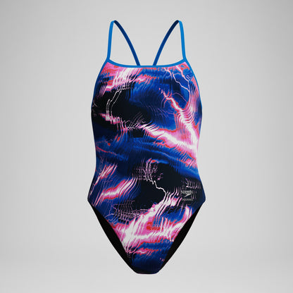 Club Training Printed Turnback Swimsuit Blue/Pink - Speedo