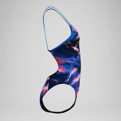 Club Training Printed Turnback Swimsuit Blue/Pink - Speedo