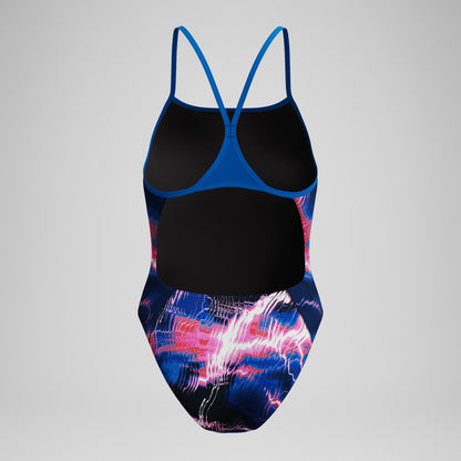 Club Training Printed Turnback Swimsuit Blue/Pink - Speedo