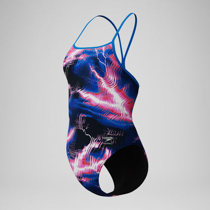 Club Training Printed Turnback Swimsuit Blue/Pink - Speedo