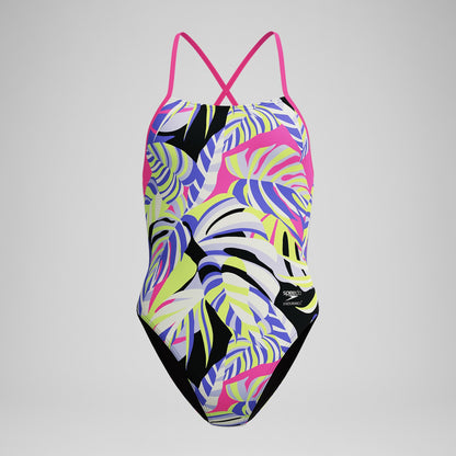 Club Training Printed Tie Back Swimsuit Purple/Pink - Speedo