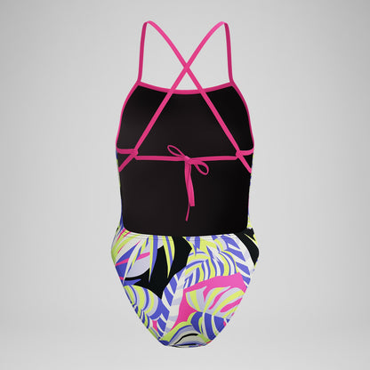 Club Training Printed Tie Back Swimsuit Purple/Pink - Speedo