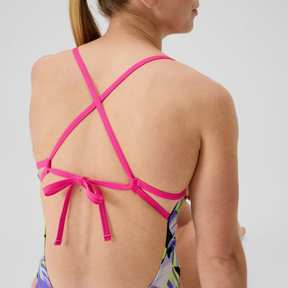 Club Training Printed Tie Back Swimsuit Purple/Pink - Speedo