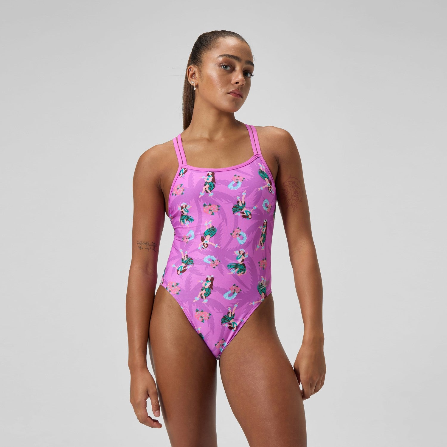 Club Training Printed Starback Swimsuit Pink/Green - Speedo