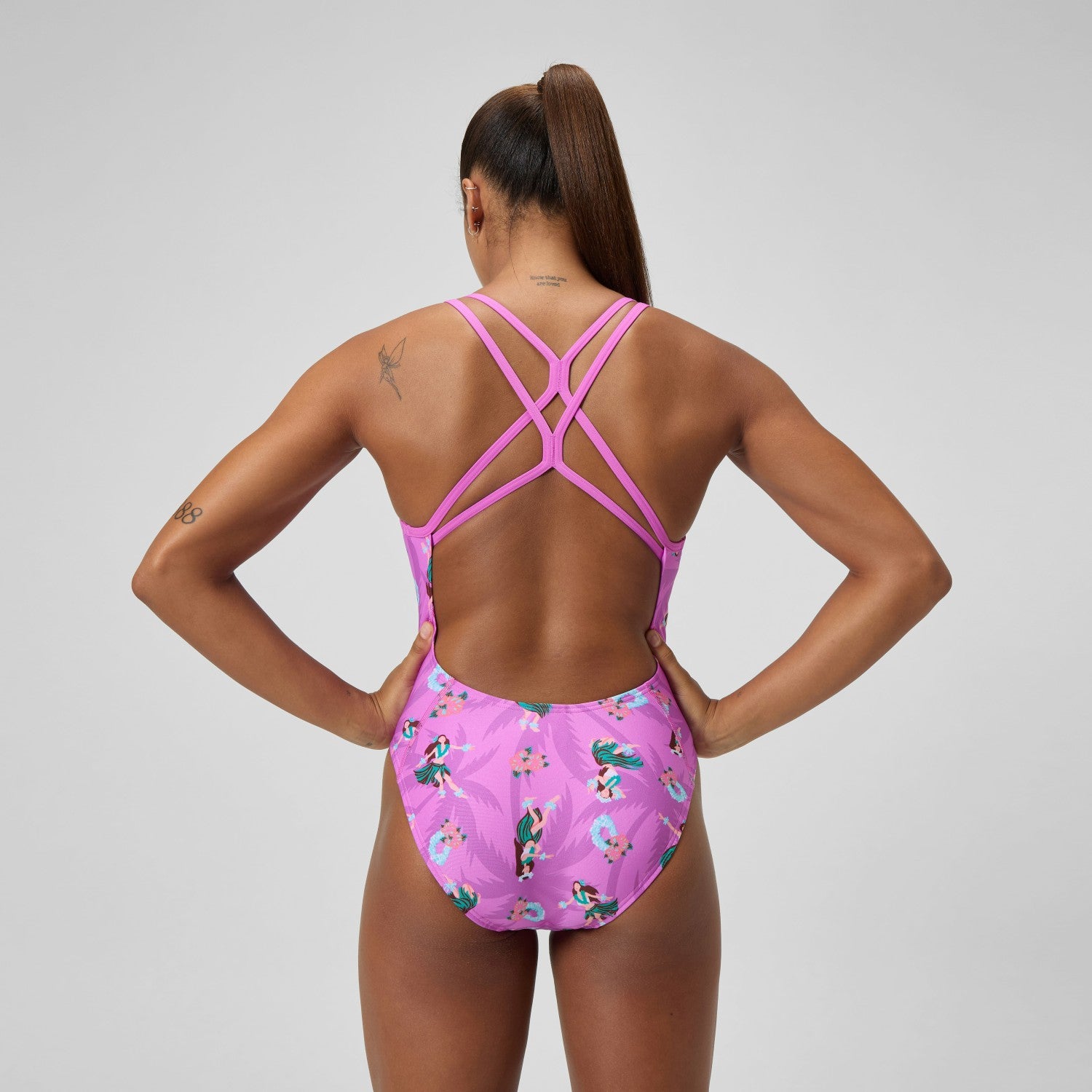 Club Training Printed Starback Swimsuit Pink/Green - Speedo