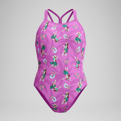 Club Training Printed Starback Swimsuit Pink/Green - Speedo