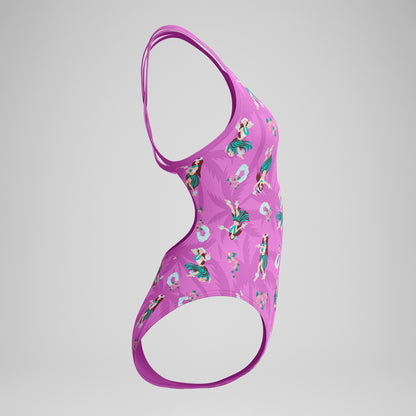 Club Training Printed Starback Swimsuit Pink/Green - Speedo