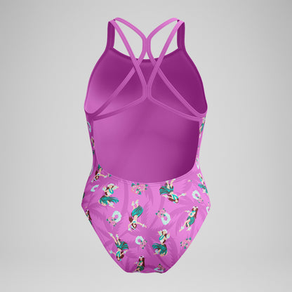 Club Training Printed Starback Swimsuit Pink/Green - Speedo