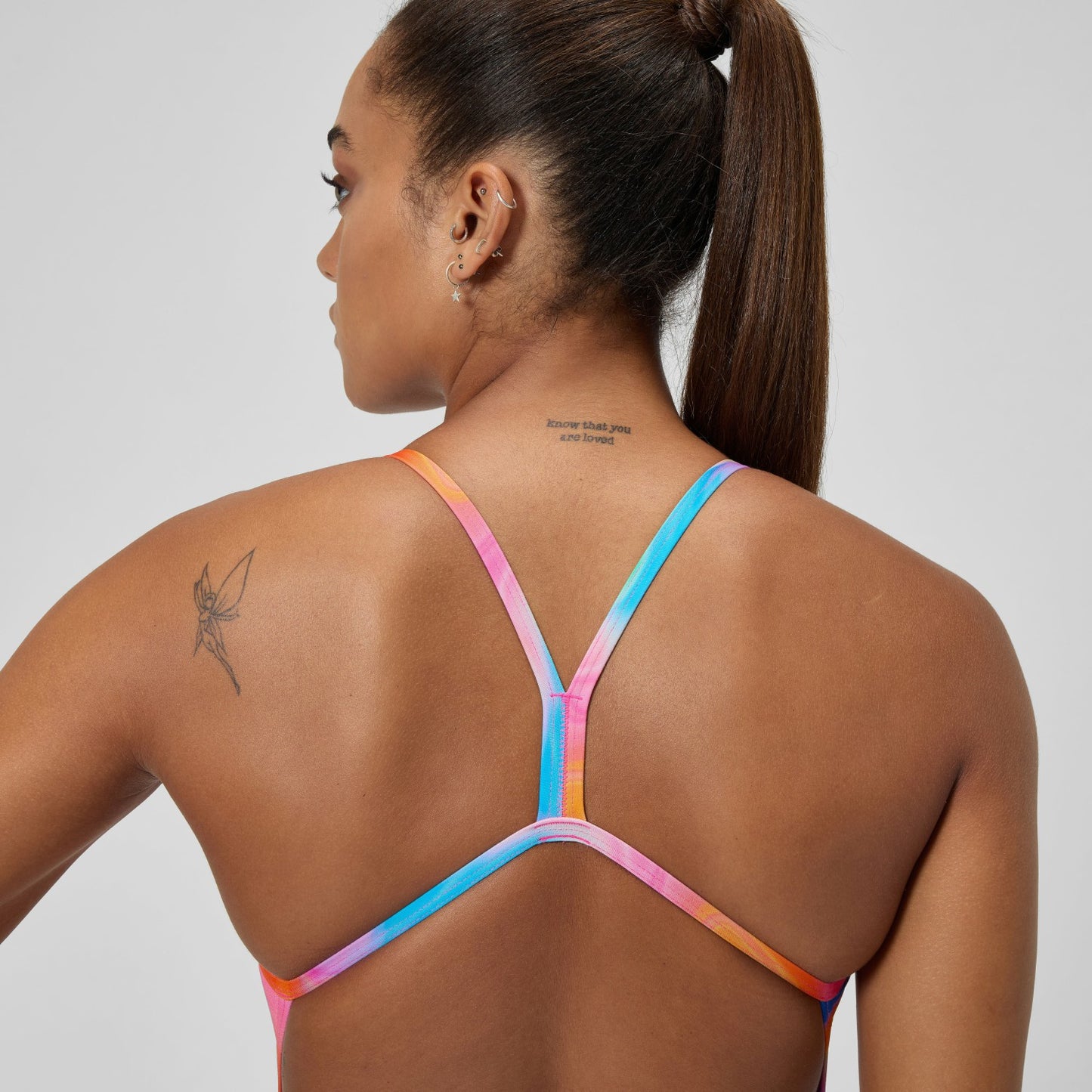 Club Training Printed V Back Swimsuit Pink/Yellow - Speedo