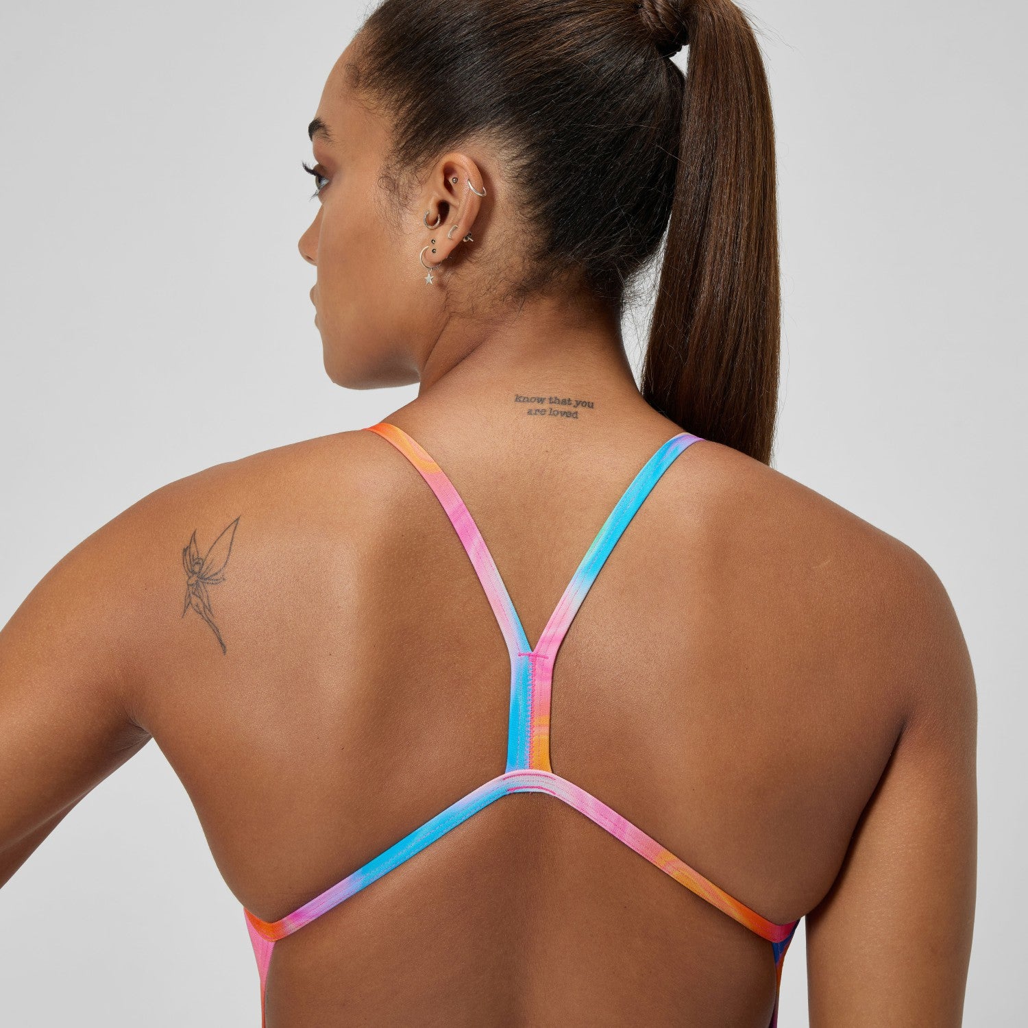 Club Training Printed V Back Swimsuit Pink/Yellow - Speedo