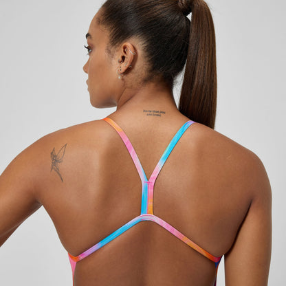 Club Training Printed V Back Swimsuit Pink/Yellow - Speedo